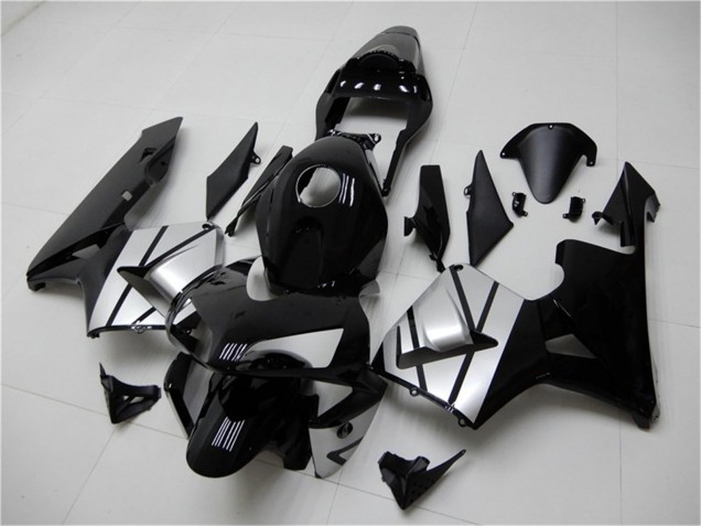 Silber Glänzendes Schwarz Streifen 2003-2004 Honda CBR600RR Motorrad Verkleidung
