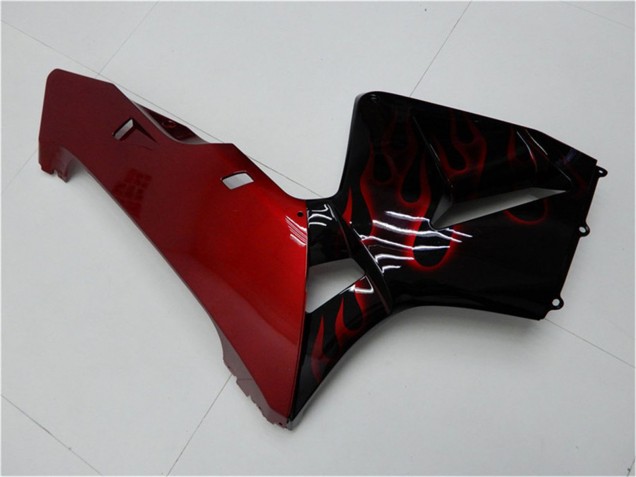Glänzendes Schwarz Rot Flamme 2005-2006 Honda CBR600RR Motorrad Verkleidung Kit
