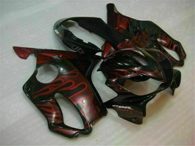 Glänzendes Schwarz Rot Flamme 2004-2007 Honda CBR600 F4i Motorrad Verkleidung