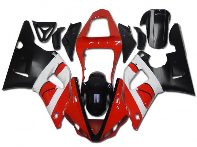 Rot Weiß Glänzendes Schwarz 2000-2001 Yamaha YZF R1 Motorrad Verkleidung