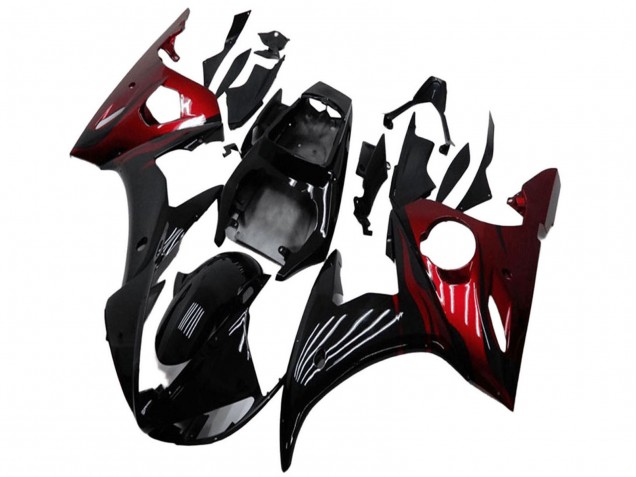 Glänzendes Schwarz Rot 2003-2004 Yamaha YZF R6 Motorrad Verkleidung Kit