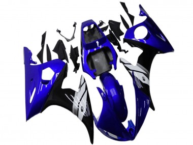 Blau Weiß Glänzendes Schwarz 2003-2004 Yamaha YZF R6 Motorrad Verkleidung