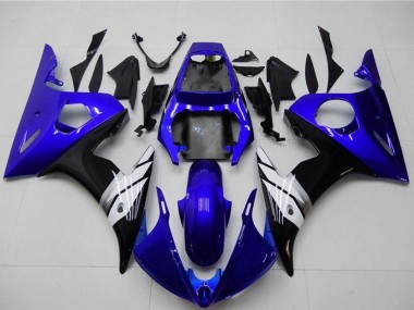 Blau Weiß Glänzendes Schwarz 2003-2004 Yamaha YZF R6 Motorrad Verkleidung