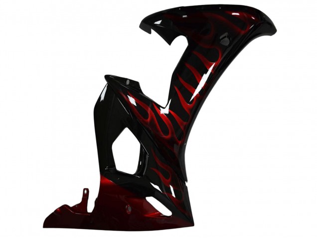 Glänzendes Schwarz Rot Flamme 2003-2004 Yamaha YZF R6 Motorrad Verkleidung