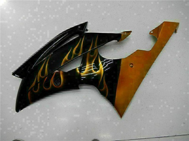 Glänzendes Schwarz Gold Flamme 2008-2016 Yamaha YZF R6 Motorrad Verkleidung