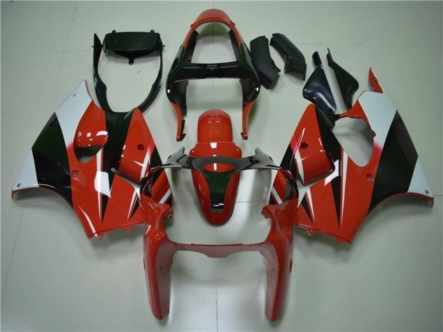 Weiß Rot Glänzendes Schwarz 2000-2002 Kawasaki ZX6R Motorrad Verkleidung