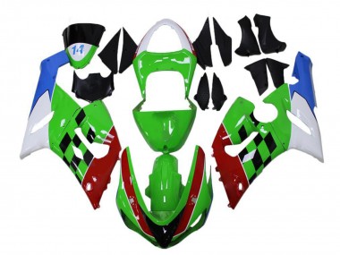 Weiß Grün Blau Rot Schwarz 2005-2006 Kawasaki ZX6R Motorrad Verkleidung