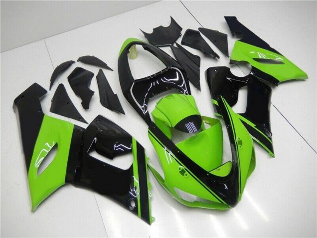 Grün Glänzendes Schwarz 2005-2006 Kawasaki ZX6R Motorrad Verkleidung