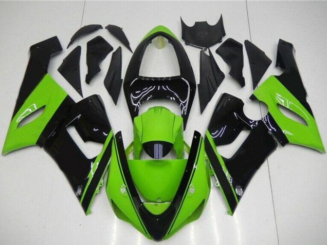 Grün Glänzendes Schwarz 2005-2006 Kawasaki ZX6R Motorrad Verkleidung