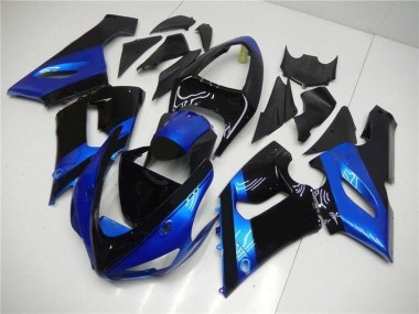Blau Glänzendes Schwarz 2005-2006 Kawasaki ZX6R Motorrad Verkleidung Kit