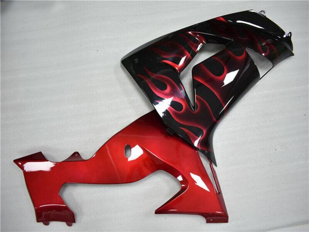 Glänzendes Schwarz Rot Flamme 2006-2007 Kawasaki ZX10R Motorrad Verkleidung