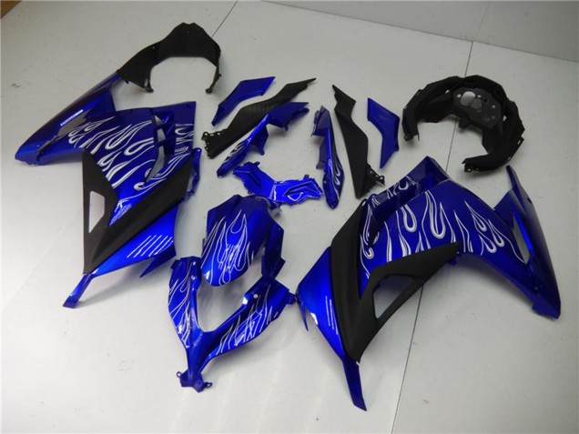 Blau Schwarz Weiß Flamme 2013-2024 Kawasaki Ninja 300 EX300R Motorrad Verkleidung