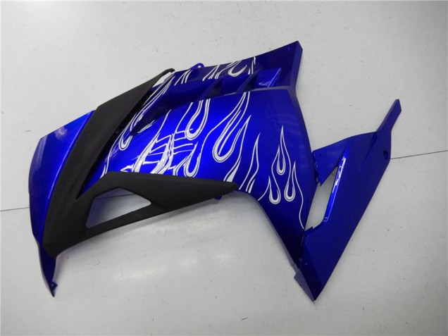 Blau Schwarz Weiß Flamme 2013-2024 Kawasaki Ninja 300 EX300R Motorrad Verkleidung