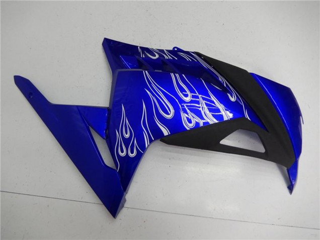 Blau Schwarz Weiß Flamme 2013-2024 Kawasaki Ninja 300 EX300R Motorrad Verkleidung