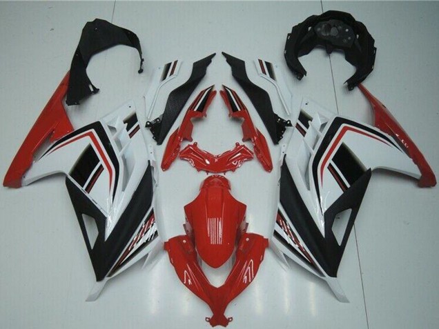 Weiß Rot Schwarz 2013-2024 Kawasaki Ninja 300 EX300R Motorrad Verkleidung
