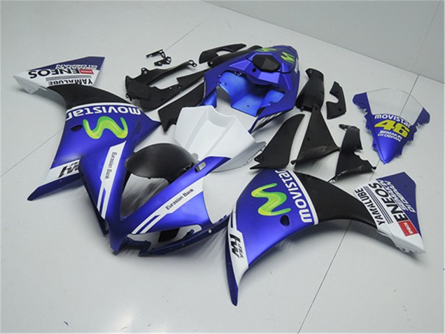 Blau Weiß Schwarz Grün MoviStar Yamalube ENEOS 2012-2014 Yamaha YZF R1 Motorrad Verkleidung