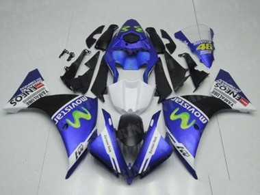 Blau Weiß Schwarz Grün MoviStar Yamalube ENEOS 2012-2014 Yamaha YZF R1 Motorrad Verkleidung