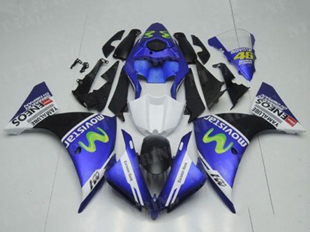Blau Weiß Schwarz Grün MoviStar Yamalube ENEOS 2012-2014 Yamaha YZF R1 Motorrad Verkleidung