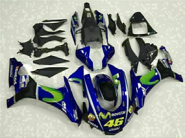 Blau Silber Schwarz Grün MoviStar 2015-2019 Yamaha YZF R1 Motorrad Verkleidung