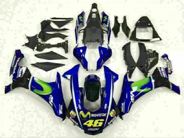 Blau Silber Schwarz Grün MoviStar 2015-2019 Yamaha YZF R1 Motorrad Verkleidung