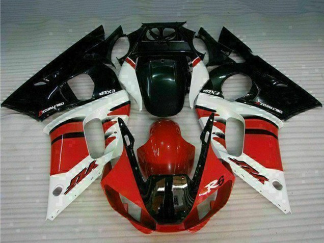 Weiß Rot Glänzendes Schwarz 1998-2002 Yamaha YZF R6 Motorrad Verkleidung