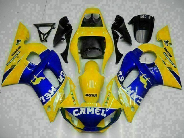 Gelb Blau Weiß Kamel Motul 1998-2002 Yamaha YZF R6 Motorrad Verkleidung