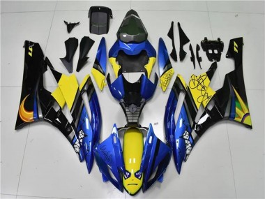 Blau Gelb Glänzendes Schwarz Hai 2006-2007 Yamaha YZF R6 Motorrad Verkleidung