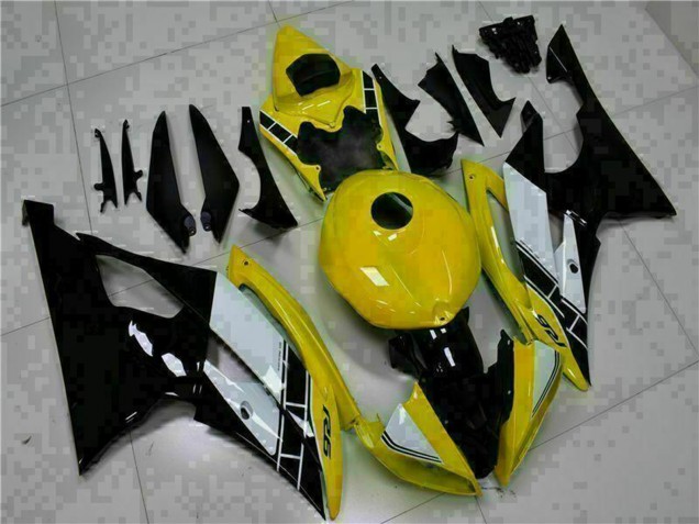 Gelb Weiß Glänzendes Schwarz 2008-2016 Yamaha YZF R6 Motorrad Verkleidung
