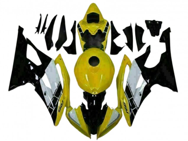 Gelb Weiß Glänzendes Schwarz 2008-2016 Yamaha YZF R6 Motorrad Verkleidung