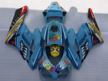 Blau Gelb Schwarz Rot Hai 2004-2005 Honda CBR1000RR Motorrad Verkleidung