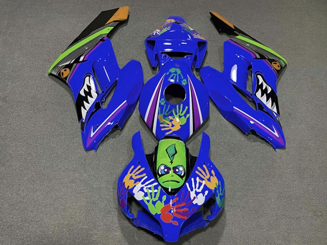 Blau Grün Orange Schwarz Hai 2004-2005 Honda CBR1000RR Motorrad Verkleidung