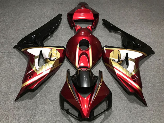 Rot Weiß Gold Glänzendes Schwarz 2006-2007 Honda CBR1000RR Motorrad Verkleidung