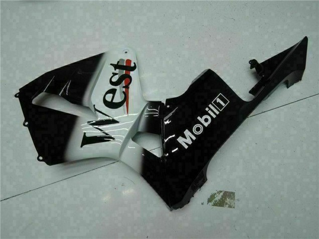 Glänzendes Schwarz Weiß West Mobil 2003-2004 Honda CBR600RR Motorrad Verkleidung
