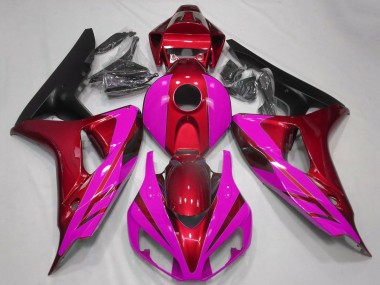 Rot Rosa Matt Schwarz 2006-2007 Honda CBR1000RR Motorrad Verkleidung