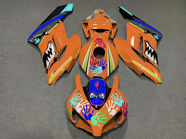 Orange Blau Schwarz Hai 2004-2005 Honda CBR1000RR Motorrad Verkleidung