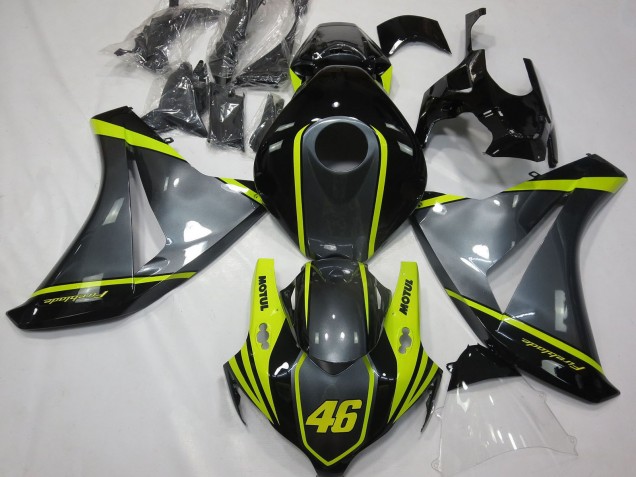 Grau Gelb Glänzendes Schwarz 46 2008-2011 Honda CBR1000RR Motorrad Verkleidung