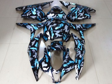 Weiß Blau Camouflage 2009-2012 Honda CBR600RR Motorrad Verkleidung