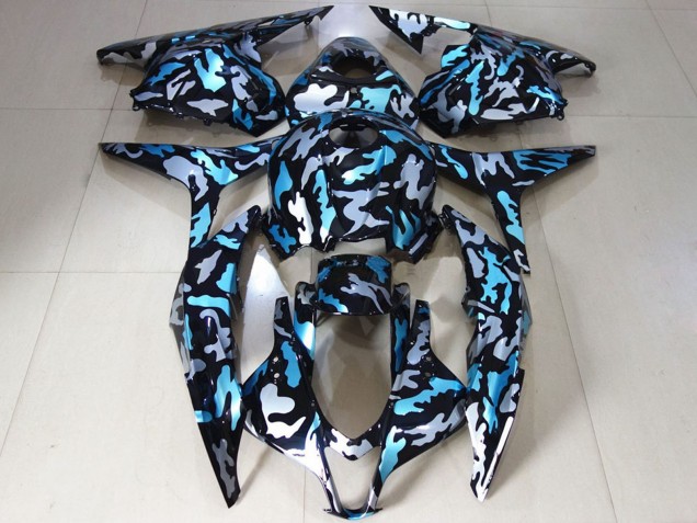 Weiß Blau Camouflage 2009-2012 Honda CBR600RR Motorrad Verkleidung