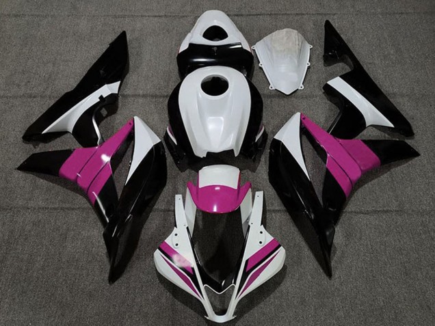 Weiß Rosa Glänzendes Schwarz 2007-2008 Honda CBR600RR Motorrad Verkleidung