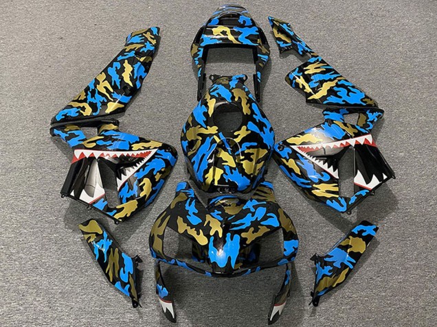 Blau Gold Camouflage Hai 2003-2004 Honda CBR600RR Motorrad Verkleidung