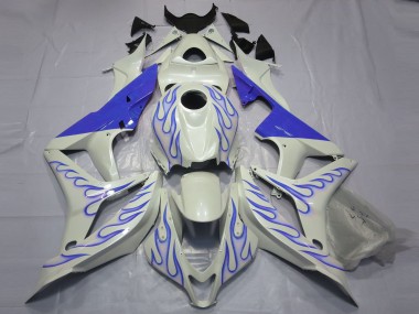 Weiß Blau Flamme 2007-2008 Honda CBR600RR Motorrad Verkleidung