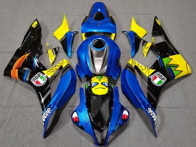 Blau Gelb Glänzendes Schwarz Hai 2007-2008 Honda CBR600RR Motorrad Verkleidung