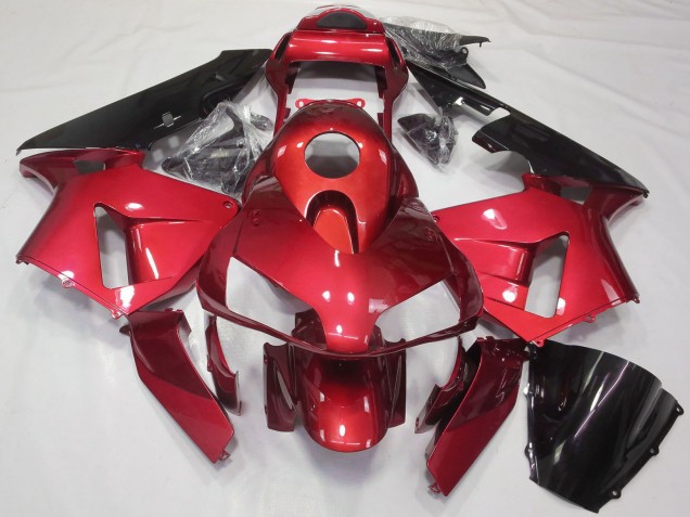 Rot Glänzendes Schwarz 2003-2004 Honda CBR600RR Motorrad Verkleidung Kit