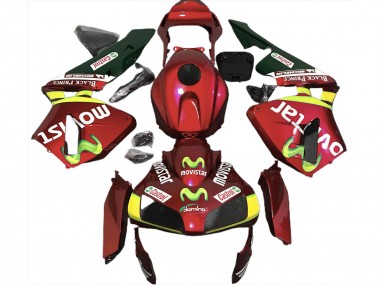 Rot Gelb Grün MoviStar 2003-2004 Honda CBR600RR Motorrad Verkleidung