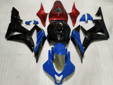 Rot Blau Glänzendes Schwarz 2007-2008 Honda CBR600RR Motorrad Verkleidung