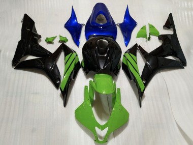 Blau Grün Glänzendes Schwarz 2007-2008 Honda CBR600RR Motorrad Verkleidung