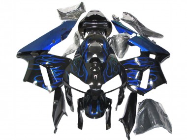 Glänzendes Schwarz Blau Flamme 2005-2006 Honda CBR600RR Motorrad Verkleidung