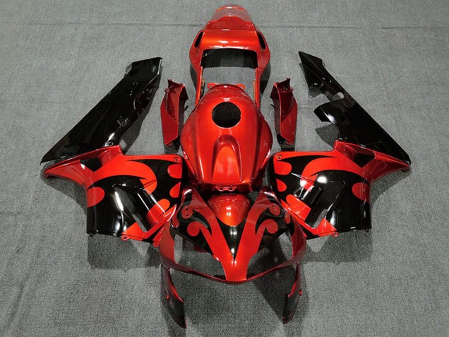 Rot Glänzendes Schwarz 2003-2004 Honda CBR600RR Motorrad Verkleidung