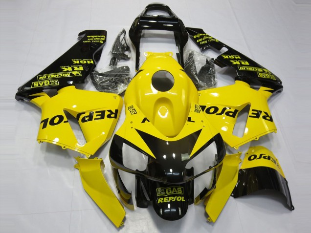 Gelb Glänzendes Schwarz Repsol 2003-2004 Honda CBR600RR Motorrad Verkleidung