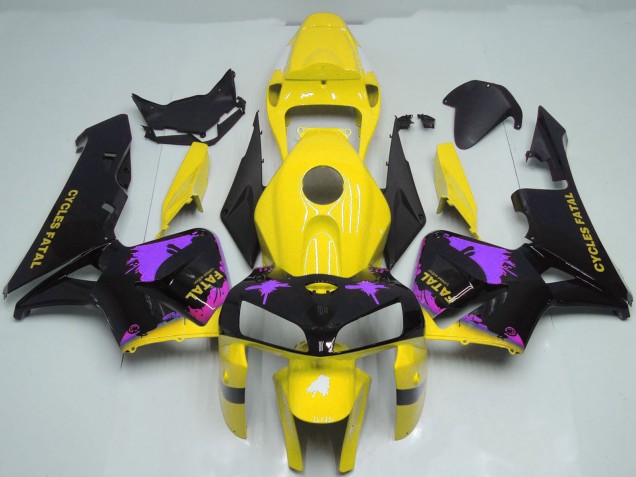 Glänzendes Schwarz Gelb Lila Spritzer 2005-2006 Honda CBR600RR Motorrad Verkleidung